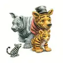 Winnie the Pooh with friends "Tigger,piglet, Eeyore" tattoo design idea