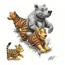 Winnie the Pooh with friends "Tigger,piglet, Eeyore" tattoo design idea