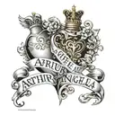  text "Arthur and Angelina" with a love heart shape tattoo design idea