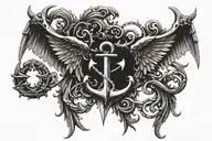 Anchor angel wings tattoo design idea