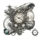 time machine  travel in time tattoo design idea