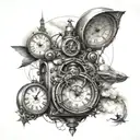 time machine  travel in time tattoo design idea