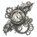 time machine  travel in time tattoo design idea