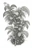 gray scale Jungle trees with vines and bushes tattoo design idea