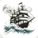 black pearl ship sailing through stormy tattoo design idea