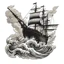 black pearl ship sailing through stormy tattoo design idea