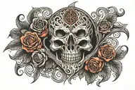 tribal tattoo chest under breast skulls and roses tattoo design idea