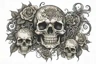 tribal tattoo chest under breast skulls and roses tattoo design idea