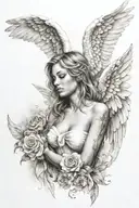 ultra realistic love angel In Dream Caused By The Flight Tattoo tattoo design idea