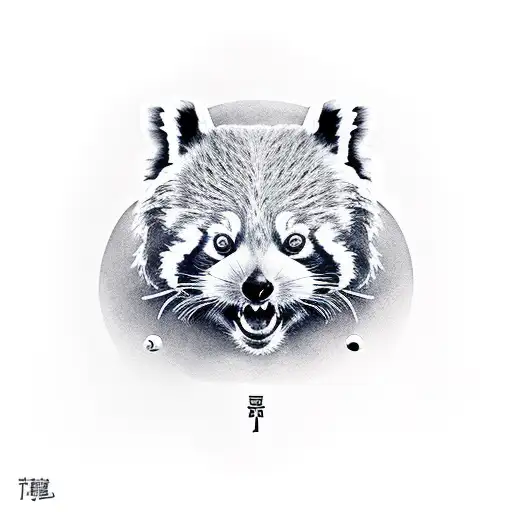 Red panda holding a tennis racket tattoo design idea