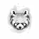 Red panda holding a tennis racket tattoo design idea