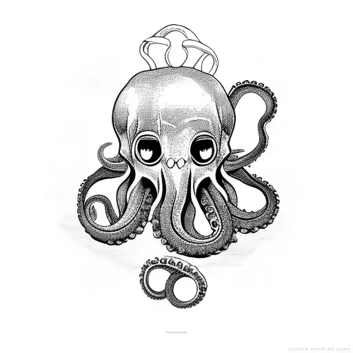  octopus with skull toast tattoo design idea