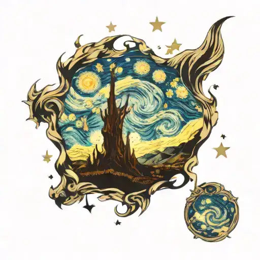 starry night van gogh starry night tattoo design idea