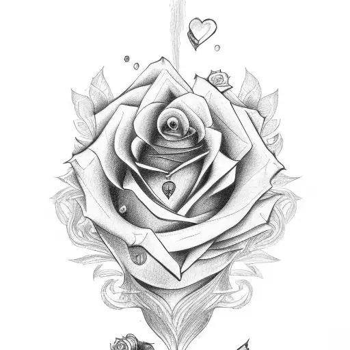 Rose , Clock , King of Hearts card tattoo design idea