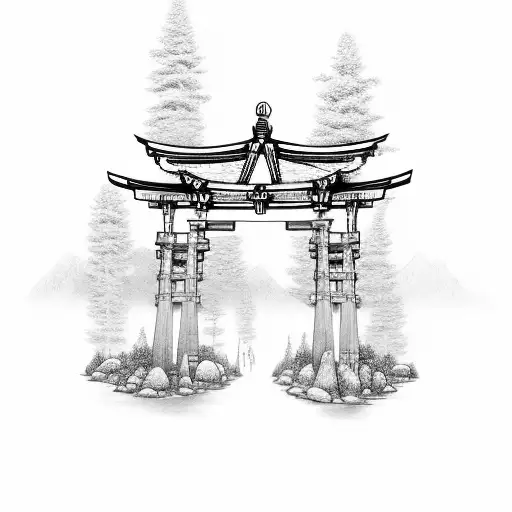 Torii Gates And Mountains Stock Illustration - Download Image Now - Gate,  Japan, Japanese Culture - iStock