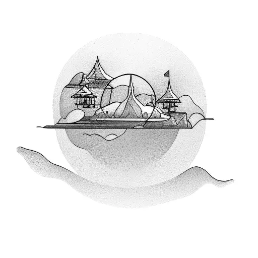 A Hills Hoist on a floating island tattoo design idea