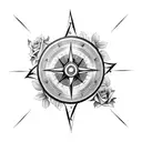 full sleeve, roses, compass, shade, abstract, clouds  tattoo design idea