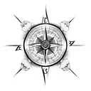 full sleeve, roses, compass, shade, abstract, clouds  tattoo design idea