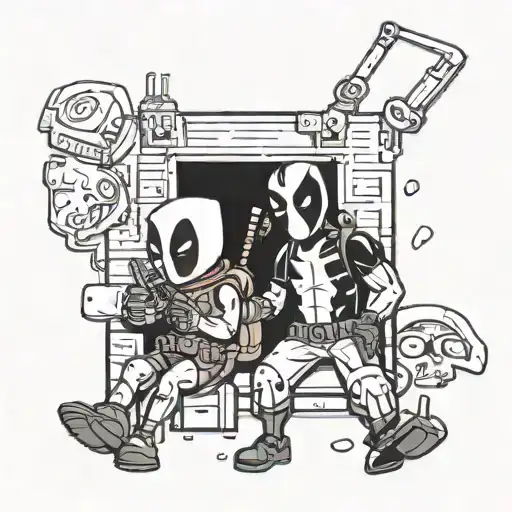    vault boy and deadpool hanging out  tattoo design idea