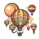 small fine line balloon with colors tattoo design idea