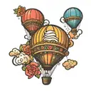 small fine line balloon with colors tattoo design idea