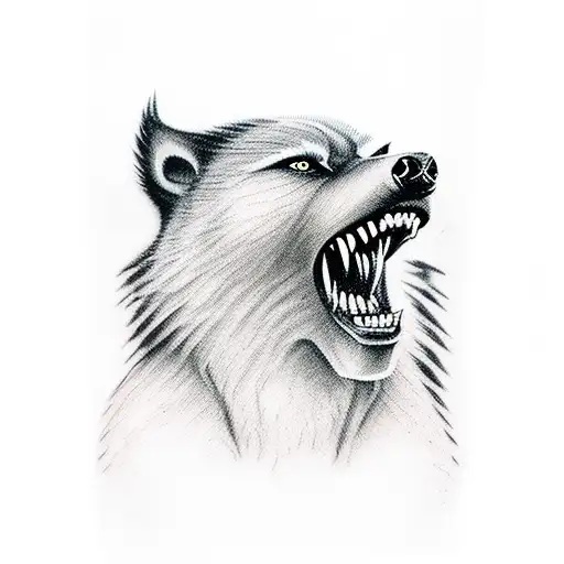 A realistic tattoo of a wolverine howling in the badlands tattoo design idea
