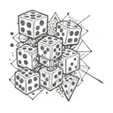 Incorporate dice and gaming symbols into a geometric pattern tattoo representing your passion for gaming tattoo design idea