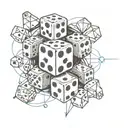 Incorporate dice and gaming symbols into a geometric pattern tattoo representing your passion for gaming tattoo design idea