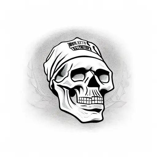 Skull with beard wearing Royal Australian Navy Cap tattoo design idea