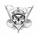 Skull with beard wearing Royal Australian Navy Cap tattoo design idea