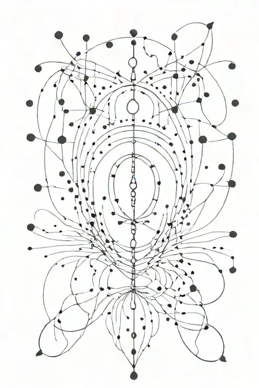 symmetric minimalist spine tattoo design featuring droplets and dots that goes down in a straight line tattoo design idea