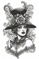 plus size ghostface pinup girl tattoo design idea