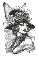 plus size ghostface pinup girl tattoo design idea