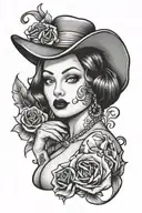plus size ghostface pinup girl tattoo design idea