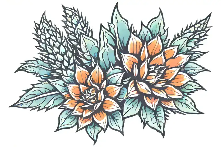 simple american traditional mexican inspired agave plant with tequila jalisco inspired tattoo design idea