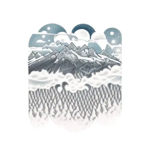 Sleeve, roadbike, lightning, mountains, clouds tattoo design idea