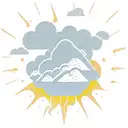 Sun shining trough clouds above mountain. Roadbike passes tattoo design idea