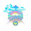 Sun shining trough clouds above mountain. Roadbike passes tattoo design idea