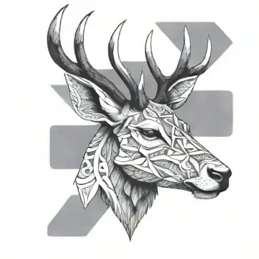 Deer head with intricate blackwork patterns inspired by MMA tattoos tattoo design idea