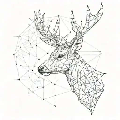 A detailed sketch of a deer with geometric patterns inspired by carpentry tattoo design idea