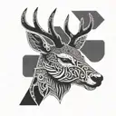 Deer head with intricate blackwork patterns inspired by MMA tattoos tattoo design idea