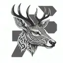 Deer head with intricate blackwork patterns inspired by MMA tattoos tattoo design idea
