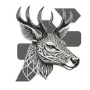 Deer head with intricate blackwork patterns inspired by MMA tattoos tattoo design idea