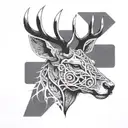 Deer head with intricate blackwork patterns inspired by MMA tattoos tattoo design idea