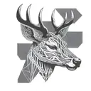 Deer head with intricate blackwork patterns inspired by MMA tattoos tattoo design idea