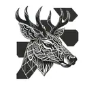 Deer head with intricate blackwork patterns inspired by MMA tattoos tattoo design idea