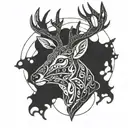 Deer head with intricate blackwork patterns inspired by MMA tattoos tattoo design idea