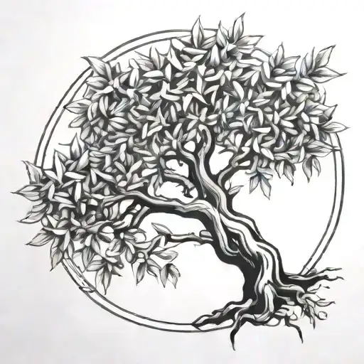 olive tree inside tartessian star tattoo design idea