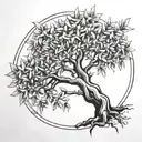 olive tree inside tartessian star tattoo design idea