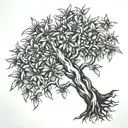 olive tree inside tartessian star tattoo design idea